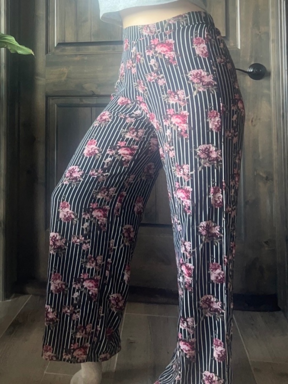 rue 21 striped floral palazzo pants ~ small